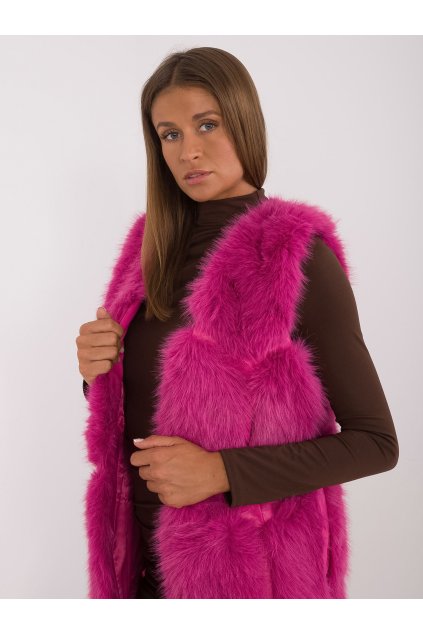 Fuksiovo-ružová dámska vesta z polyesteru Wool fashion Italia, kód produktu AT-KZ-2375.00P
