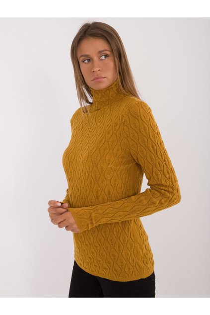 Dámsky sveter farba Tmavo-žltá kód AT-SW-2334-2.61 (Farba Tmavo-žltá, Veľkosť ONE SIZE)