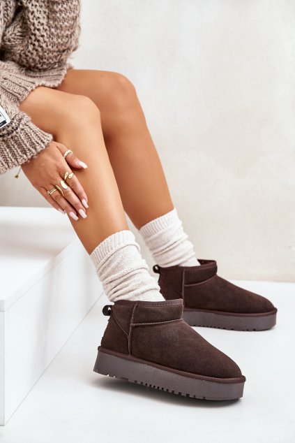 Dámské semišové sněhule na platformě hnědé Nereviana (Veľkosť 36)