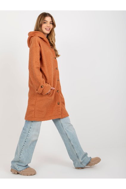 Dámsky kabát farba tmavo-pomarančová kód RV-PL-8449.98P : na temu obdobie Jeseň / zima
