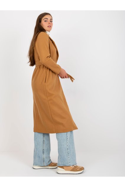 Dámsky kabát farba hnedá camel kód TW-PL-BI-5312.32 : na temu obdobie Jeseň / zima