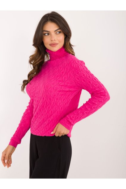 Dámsky sveter farba Fuksiovo-ružová kód AT-SW-2334-2.61 (Farba Fuksiovo-ružová, Veľkosť ONE SIZE)