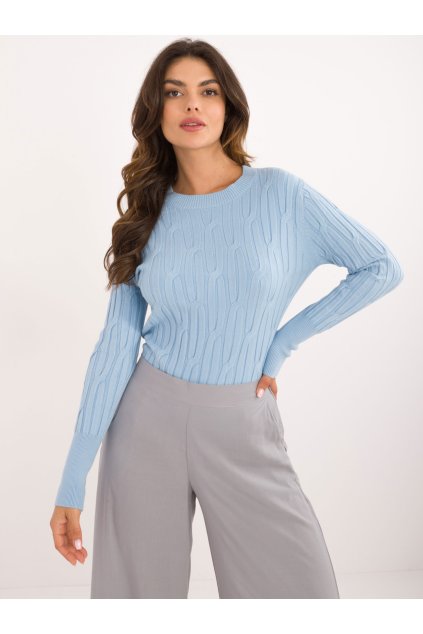 Dámsky sveter farba Svetlo-modrá kód AT-SW-2338-2.00 (Farba Svetlo-modrá, Veľkosť ONE SIZE)