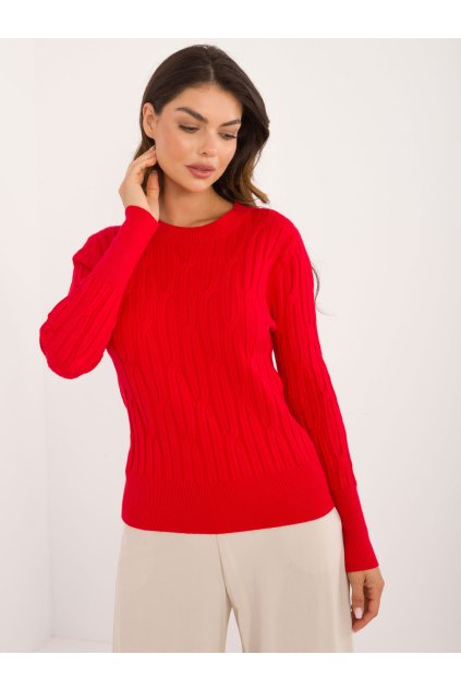 Dámsky sveter farba Tmavo-červená kód AT-SW-2338-2.61 (Farba Tmavo-červená, Veľkosť ONE SIZE)
