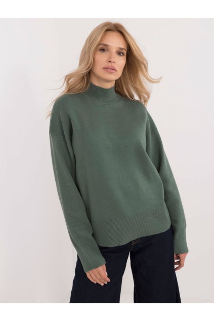 Dámsky sveter farba Tmavo-zelená kód D93111AD90910A2 (Farba Tmavo-zelená, Veľkosť M)
