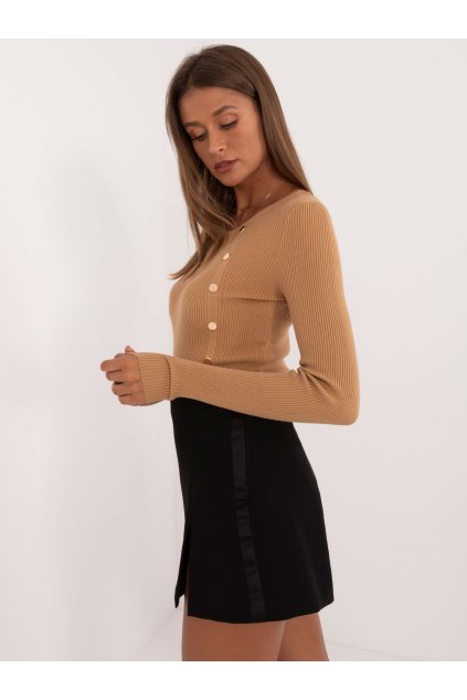Dámsky sveter farba Hnedá camel kód AT-SW-2332-2.62 (Farba Hnedá camel, Veľkosť S/M)