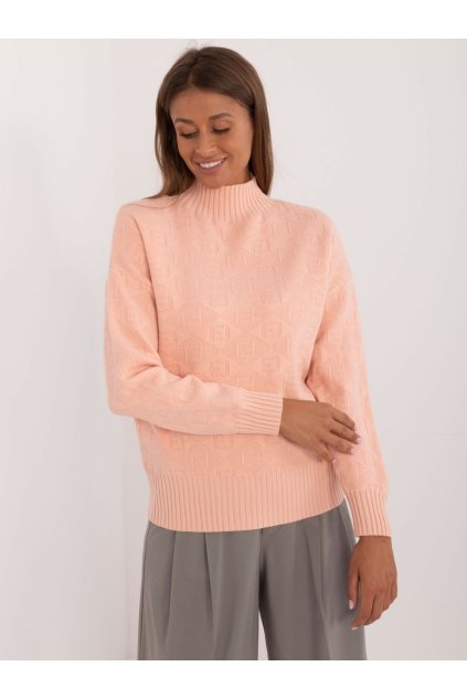 Dámsky sveter farba Broskyňová kód AT-SW-2339.54 (Farba Broskyňová, Veľkosť ONE SIZE)