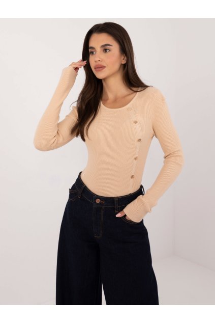 Dámsky sveter farba Béžová kód AT-SW-2332-2.62 (Farba Béžová, Veľkosť S/M)