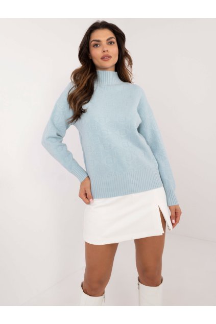 Dámsky sveter farba Svetlo-modrá kód AT-SW-2339.54 (Farba Svetlo-modrá, Veľkosť ONE SIZE)