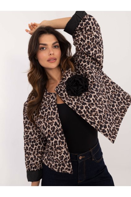 Dámska Bunda farba Čierno-béžová kód DHJ-KR-A8357-2.87 (Farba Čierno-béžová, Veľkosť ONE SIZE)