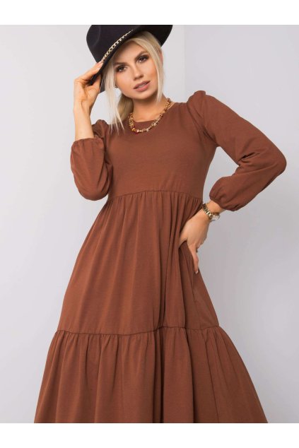 Dámske hnede šaty s volánom kód produktu RV-SK-5832.18X