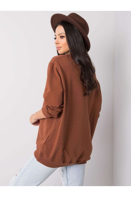 Dámska hnedá športová mikina bez kapucne RV-BL-5185.81P