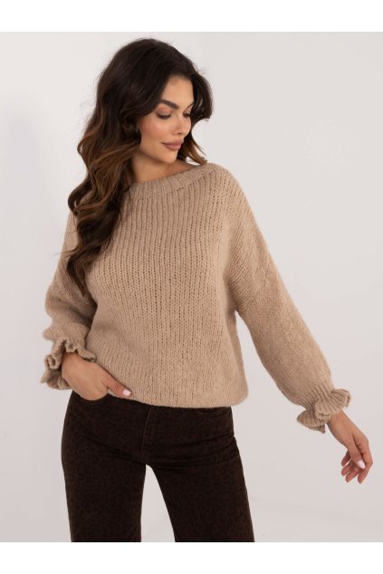 Dámsky sveter farba Tmavo-béžová kód MI-SW-2912.10X