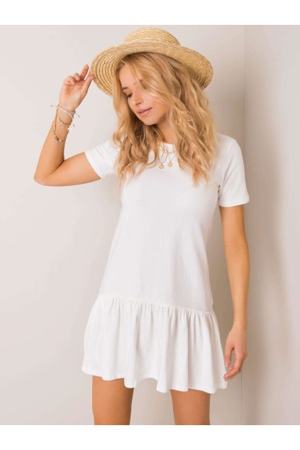 Okrové dámske basic šaty z bavlny a elastanu, kód produktu RV-SK-5631.02X