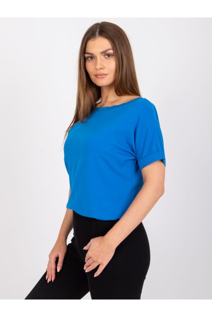 Dámska tmavo-modrá blúzka s čipkou, kód produktu RV-BZ-7544.00