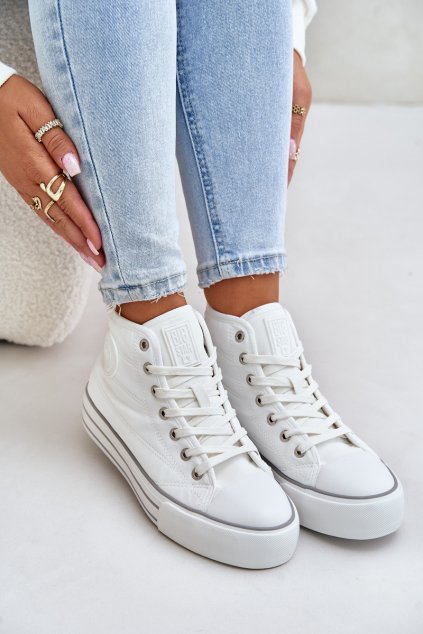 Zateplené Dámske tenisky na platforme oo274a473 biele / (Veľkosť 36)