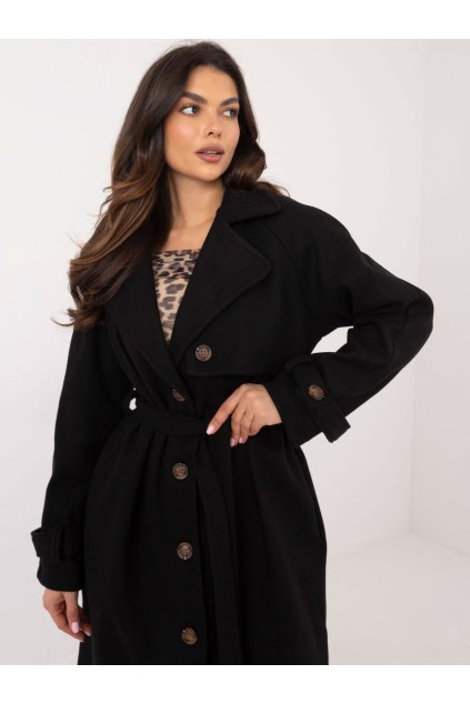 Dámsky kabát farba čierna kód TW-PL-BI-2209.71P : na temu obdobie Jeseň / zima