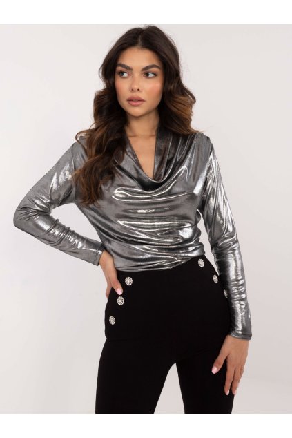 Dámska blúzka formálny štýl čierno-strieborná DHJ-BZ-15268.30 (Farba Čierno-strieborná, Veľkosť ONE SIZE)