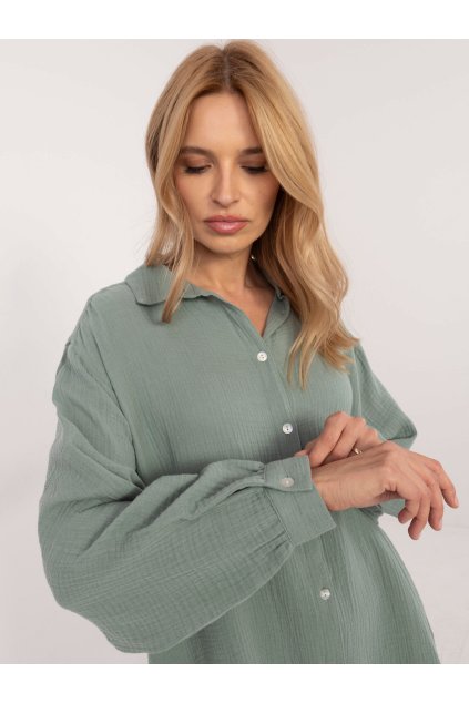 Dámske Košeľa farba Pistáciová kód D70032M11066D3 (Farba Pistáciová, Veľkosť S/M)