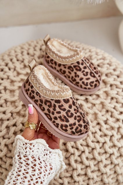 Sněhule Dětské Kotníkové Boty S Tygrím Vzorem Na Platformě Zateplené Kožíškem Hnědé Vilabria (Veľkosť 33)