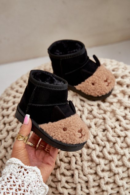 Zateplené Detské snehule lamy čierne esandira / 20207-1A/2A BLACK (Veľkosť 20)