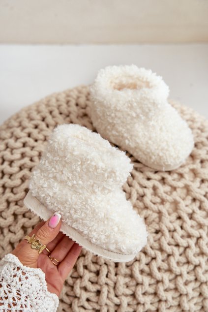 Dětské Sněhule S Kožíškem Typu Beránek Světle Béžové Mevael (Veľkosť 23)