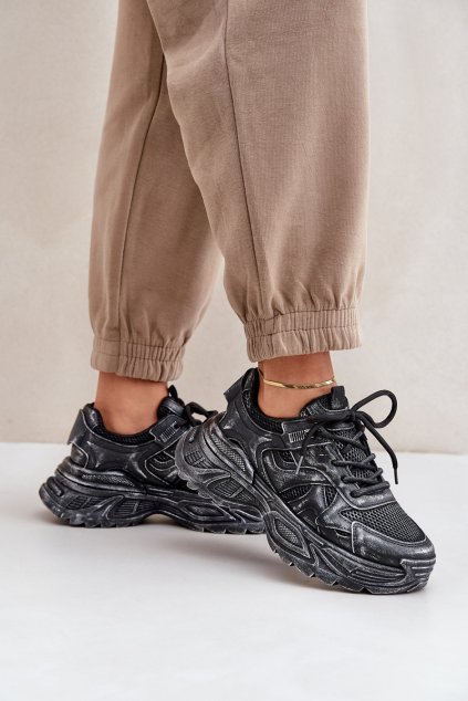 Dámske tenisky s obnošením na platforme čierne seladwen / 8952 BLACK (Veľkosť 37)