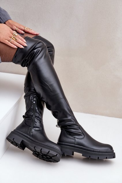 Dámske čižmy čierne kód obuvi 1987-H18 BLACK (Veľkosť 38)