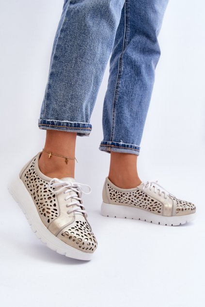 Kožené polobotky na platforme bežové hypnosis / 2821/004 (Veľkosť 36)