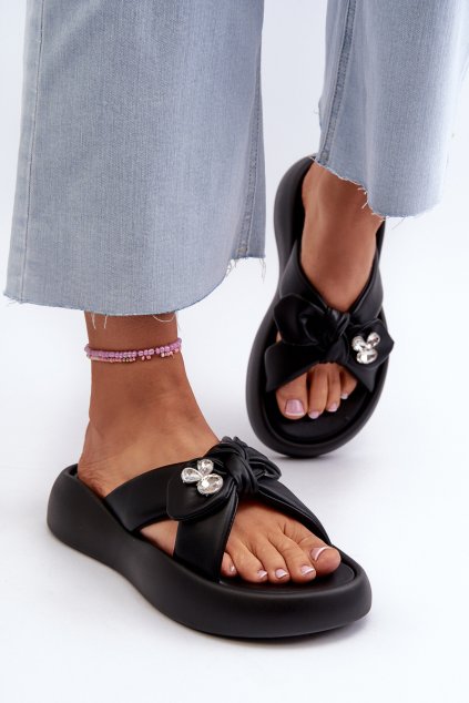 Dámske kožené Sandále na platforme čierne goe nn2n4110 / (Veľkosť 37)