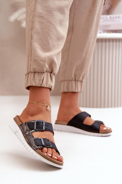 Dámske pohodlné papuče s prackami čierne inblu cn000033 / CN000033 NERO (Veľkosť 36)