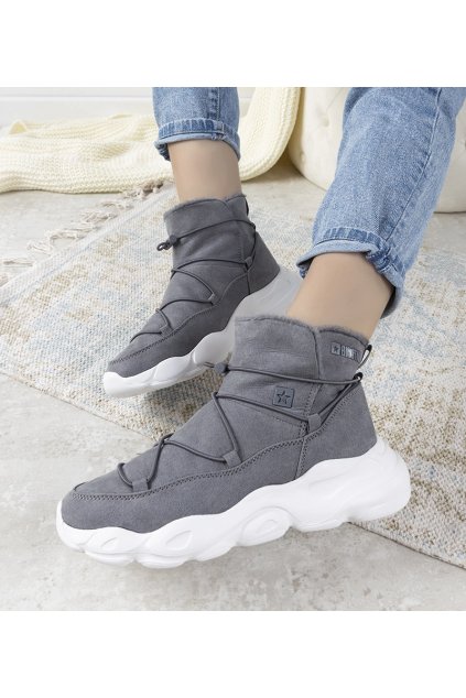 Šedé štýlové dámske snehové topánky Big Star II274264 GREY 38 - GM (Veľkosť 38)