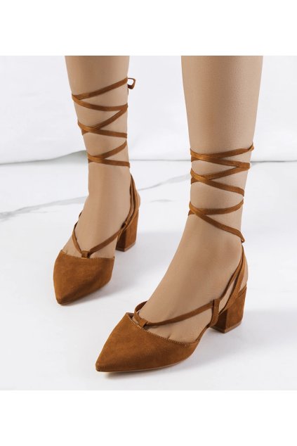 Dámske topánky lodičky hnedé kód 1JB-0253 - GM 1JB-0253 CAMEL 38 - GM (Veľkosť 38)