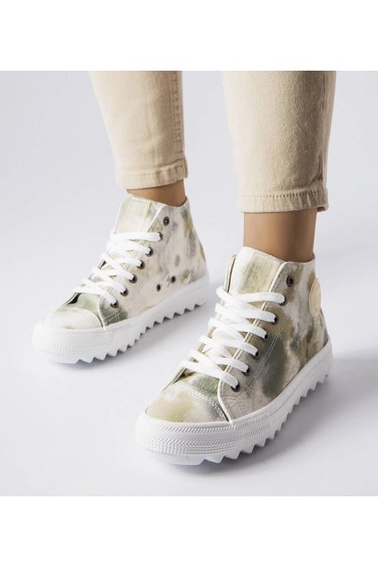 Zelené vzorované tenisky Big Star LL274047 LL274047 OLIVE 38 - GM (Veľkosť 37)