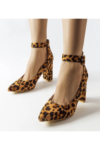 Dámske topánky lodičky hnedé kód - GM N1D1009-1 LEOPARD PRINT 38 - GM (Veľkosť 36)