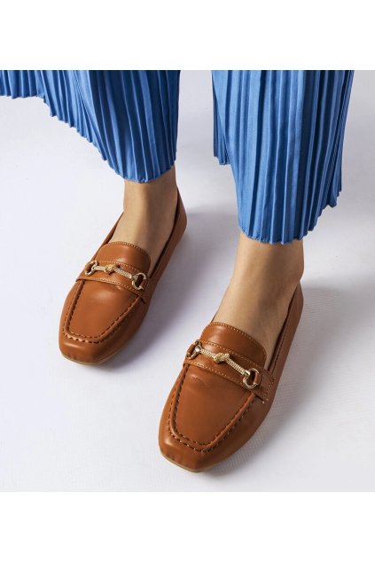 Hnedé ozdobné mokasíny značky Docherty 100-250 CAMEL 38 - GM (Veľkosť 39)