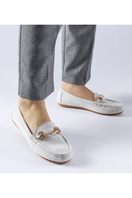 Sivé mokasíny zdobené prackou Fernanda N22-867 GREY 38 - GM (Veľkosť 38)