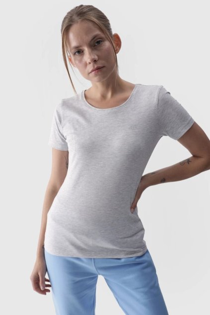 Dámské Hladké Tričko S Logem Šedé 4F (Veľkosť 2XL)