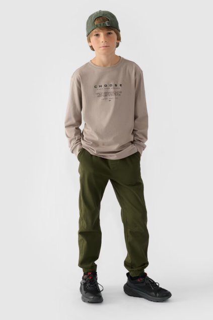 Chlapecké Kalhoty Jogger Casual Hladké 4F Khaki 4FJWMM00TTROM0812-43S (Veľkosť 122)