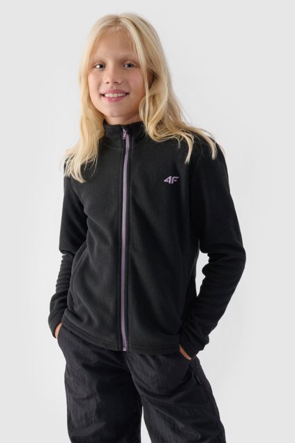 Dívčí fleece s límcem Slim 4F Černý 4FJWMM00TFLEF261-20S (Veľkosť 128)
