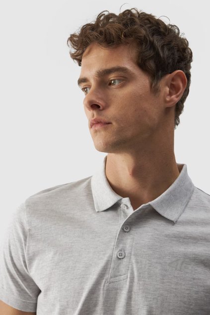 Pánské Polo Tričko Regular S Logem 4F Šedé 4FWMM00TPTSM316-27M (Veľkosť 2XL)