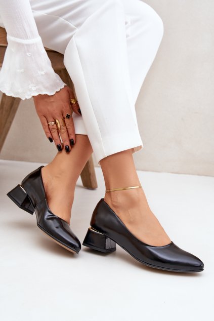 Kožené lodičky lewski 3118 čierne / 3118 CZARNE LICO (Veľkosť 36)