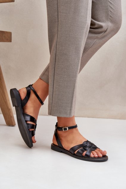 Zazoo 40378 ploché Dámske kožené Sandále čierne / 3688 BLACKLICO (Veľkosť 36)