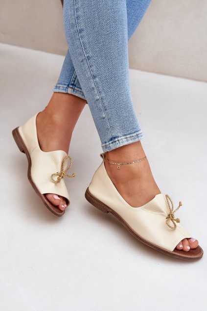 Zazoo 2660 Kožené Dámské Baletky Jasně Béžové (Veľkosť 35)