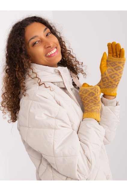 Dámske Rukavice farba Tmavo-žltá kód AT-RK-2310.88 (Farba Tmavo-žltá, Veľkosť S/M)