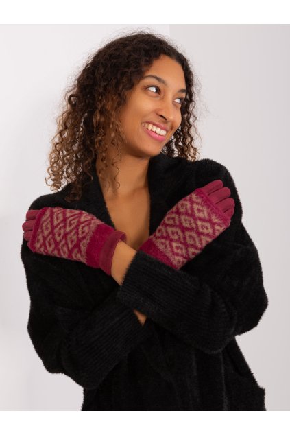 Dámske Rukavice farba Bordová kód AT-RK-2310.91 (Farba Bordová, Veľkosť S/M)