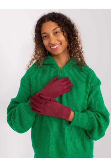 Dámske Rukavice farba Bordová kód AT-RK-2370.95 (Farba Bordová, Veľkosť S/M)