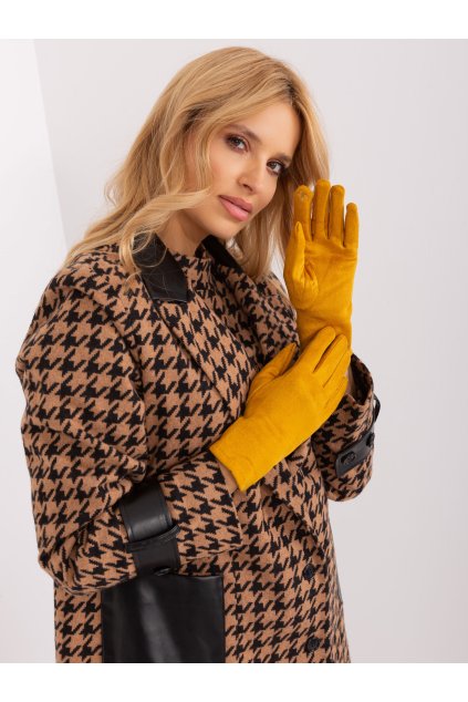 Dámske Rukavice farba Tmavo-žltá kód AT-RK-2370.99 (Farba Tmavo-žltá, Veľkosť S/M)