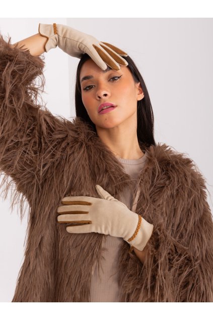 Dámske Rukavice farba Béžová kód AT-RK-238601.25P (Farba Béžová, Veľkosť S/M)