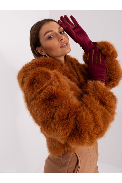 Dámske Rukavice farba Bordová kód AT-RK-238601.25P (Farba Bordová, Veľkosť S/M)